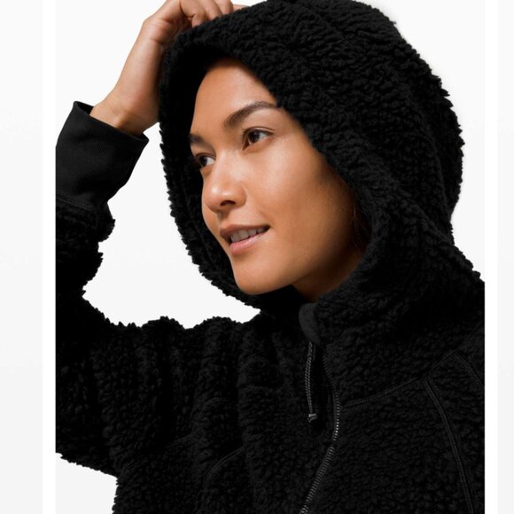 Lululemon Scuba Sherpa Wool Half Zip Fleece Hoodie Med Large Black Sweatshirt - Picture 12 of 12